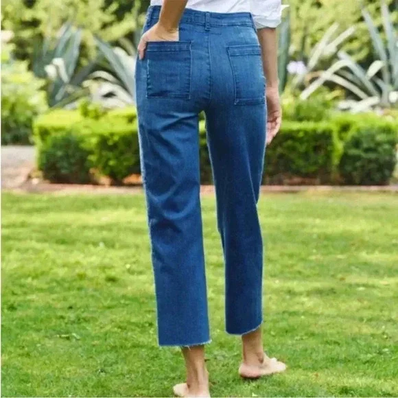 NWT Frank & Eileen Kinsale Performance Crop Pants Jeans Blue 4